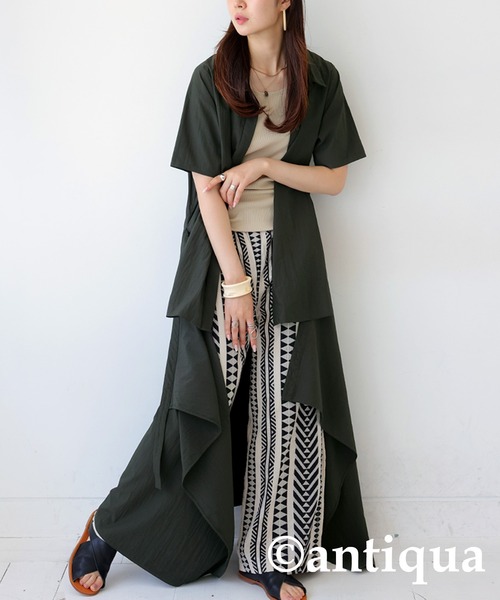アンティカ antiqua pattern torso ロングシャツ ワンピース antiqua 「antiqua」 「patterntorso」シャツワンピース P
