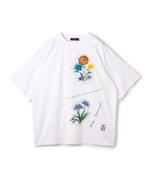 CABaN tシャツ スビンコットン FLOWERSモチーフTシャツ メンズ