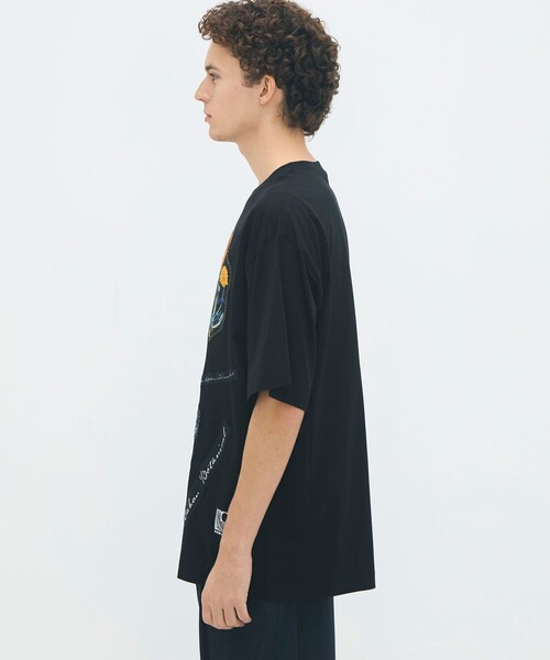 tシャツ CABaN スビンコットン FLOWERSモチーフTシャツ メンズの画像