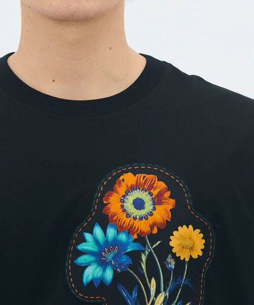 CABaN tシャツ スビンコットン FLOWERSモチーフTシャツ メンズ