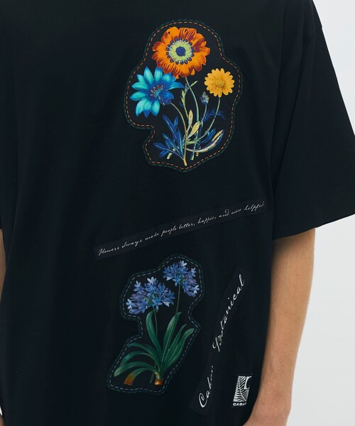 tシャツ CABaN スビンコットン FLOWERSモチーフTシャツ メンズの画像
