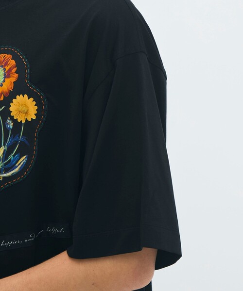 tシャツ CABaN スビンコットン FLOWERSモチーフTシャツ メンズの画像