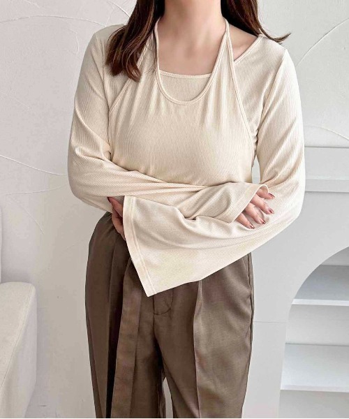 「apres jour clair」 長袖カットソー X-LARGE レッド系その他 レディース_画像2