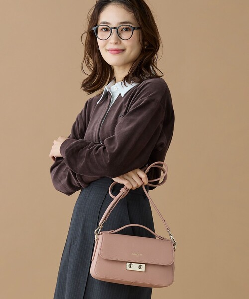 未使用LACOSTE ラコステ レザーショルダーバッグ NH2840 ブラウン LACOSTE（ラコステ） ハンドバッグ シャンゼリゼ レザーショルダー