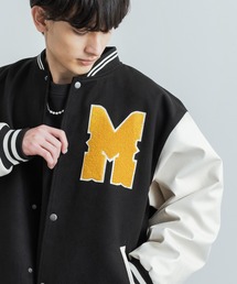 「Rocky Monroe」 スタジャン M ブラック×ホワイト メンズの画像6