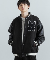 「Rocky Monroe」 スタジャン M ブラック×ホワイト メンズの画像7