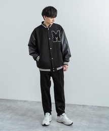 「Rocky Monroe」 スタジャン M ブラック×ホワイト メンズの画像8