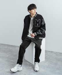 「Rocky Monroe」 スタジャン M ブラック×ホワイト メンズの画像9