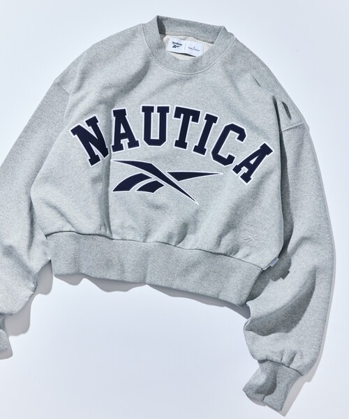 NAUTICA USA women's L ノーティカニット白ネイビー刺繍ロゴ NAUTICA（ノーティカ） ニット ワッチ メンズ マリンルック ストリート