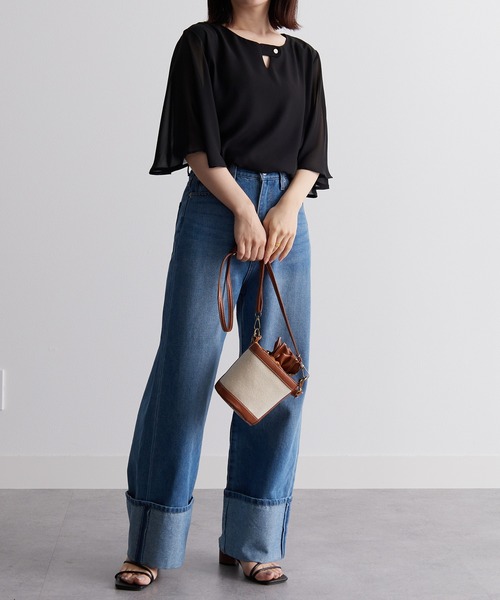 「RANAN」 半袖ブラウス 3L オフホワイト レディース_画像3