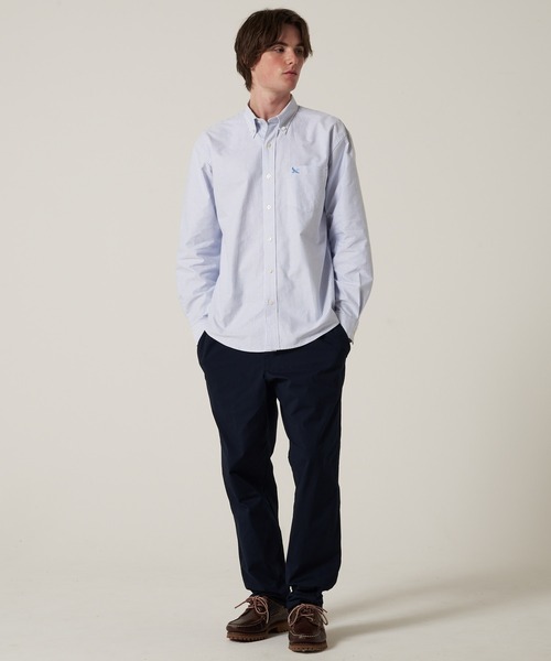 00s Eddie Bauer チェックシャツ 長袖シャツ ネイビー×ホワイト Eddie Bauer（エディーバウアー） シャツ オックス ストライプ