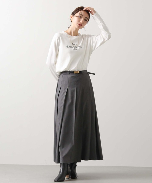 FEKETE レースミディプリーツスカート グレー Mサイズ Gready Brilliant（グレディブリリアン） スカート ワイドプリーツ