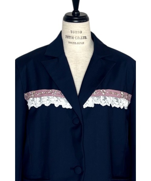 ジャケット・アウター honey mi honey lace frill bijou jacket HONEY MI HONEY（ハニーミーハニー） ジャケット テーラードジャケット