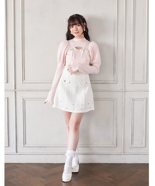 Suyunn スカート ビジュー付きラメツイードミニスカート : ZOZOTOWN