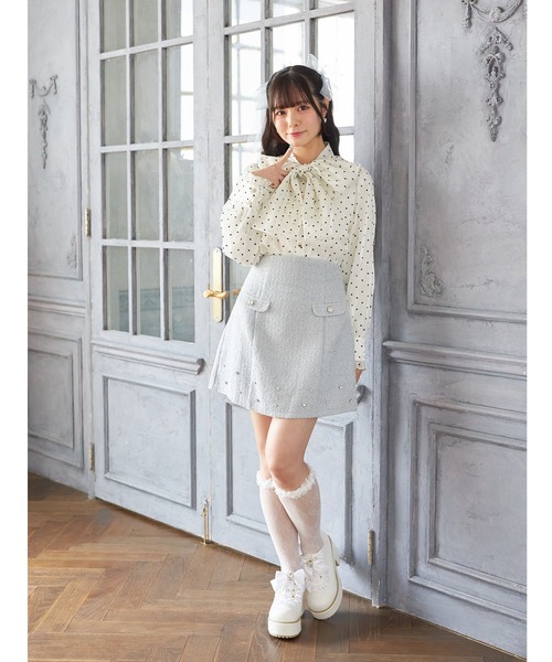 Suyunn スカート ビジュー付きラメツイードミニスカート : ZOZOTOWN