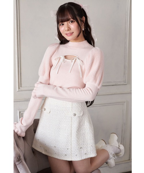 Suyunn スカート ビジュー付きラメツイードミニスカート : ZOZOTOWN