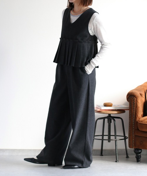 cepo（セポ） ベスト ジレ 「セットアップ対応」2wayプリーツツイード