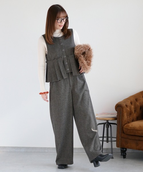 cepo（セポ） ベスト ジレ 「セットアップ対応」2wayプリーツツイード