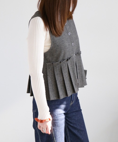 cepo（セポ） ベスト ジレ 「セットアップ対応」2wayプリーツツイード