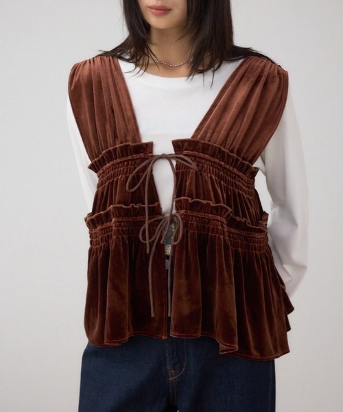 AZUL BY MOUSSY（アズールバイマウジー） ベスト ジレ ベロアリボン