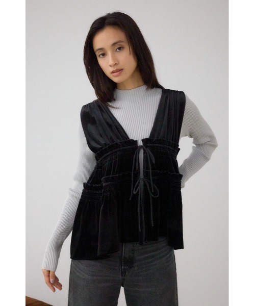 AZUL BY MOUSSY（アズールバイマウジー） ベスト ジレ ベロアリボン