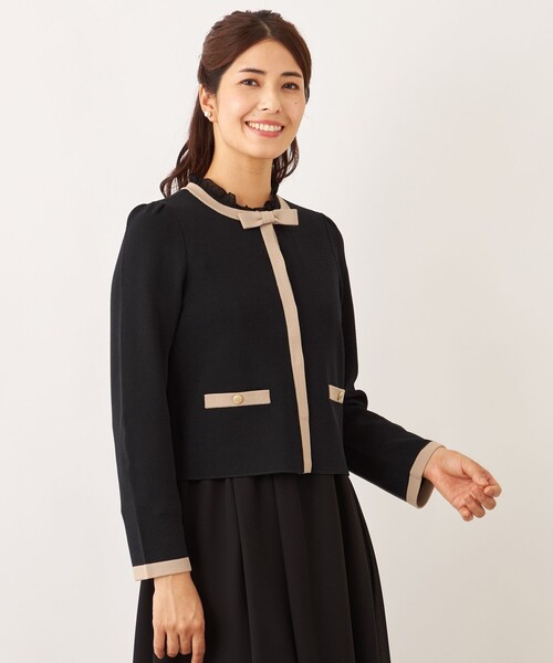 TO BE CHIC バイカラー ショートカーディガン　40(M) TO BE CHIC（トゥー ビー シック） カーディガン バイカラー ショート
