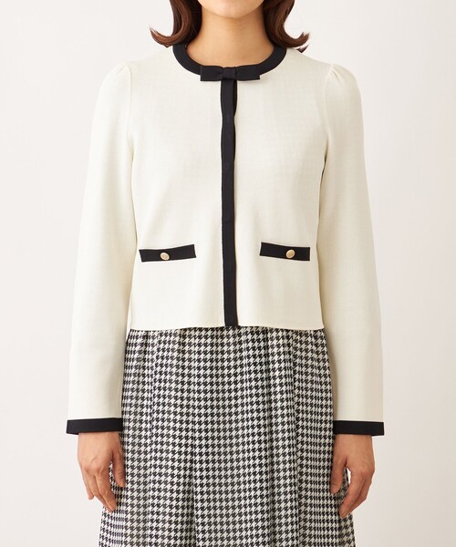 TO BE CHIC バイカラー ショートカーディガン　40(M) TO BE CHIC（トゥー ビー シック） カーディガン バイカラー ショート