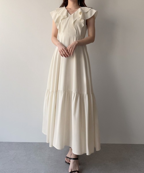 「mipiarl」 ノースリーブワンピース MEDIUM アイボリー レディース_画像5