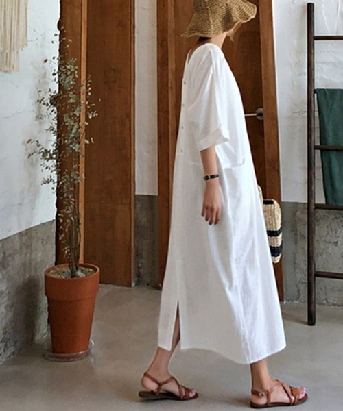 「Riff」 半袖ワンピース M ネイビー レディース_画像3