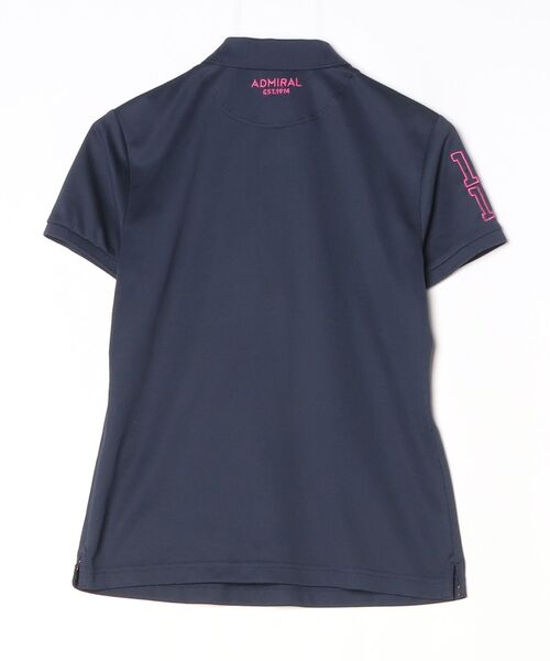 「Admiral」 ワンポイント半袖ポロシャツ L ネイビー レディース_画像2
