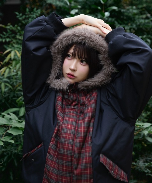 rumnel： ブルゾン アウター 中綿チェックコート / padded check coat 