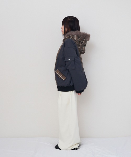 rumnel： ブルゾン アウター 中綿チェックコート / padded check coat 