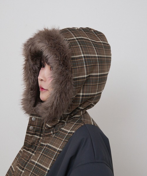 rumnel： ブルゾン アウター 中綿チェックコート / padded check coat 