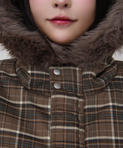 rumnel： ブルゾン アウター 中綿チェックコート / padded check coat 