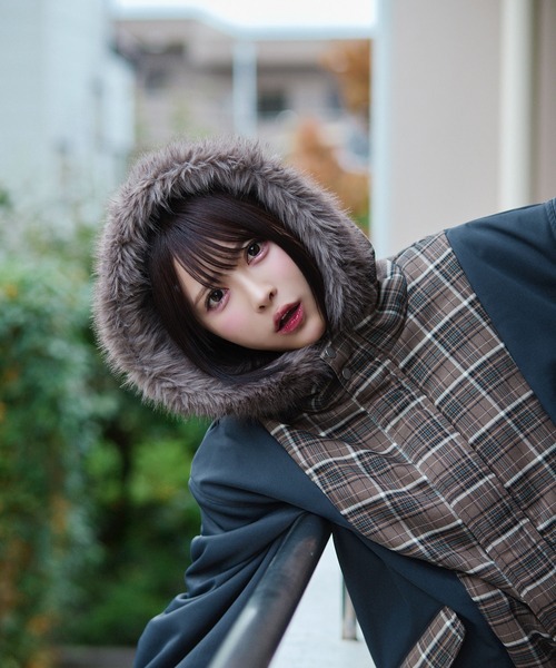 rumnel： ブルゾン アウター 中綿チェックコート / padded check coat