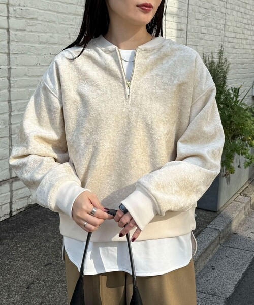 fredy emue（フレディエミュ） tシャツ モールニットソーハーフジップ