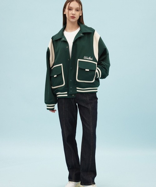 「WaiKei」 スタジャン LARGE ネイビー レディース_画像3