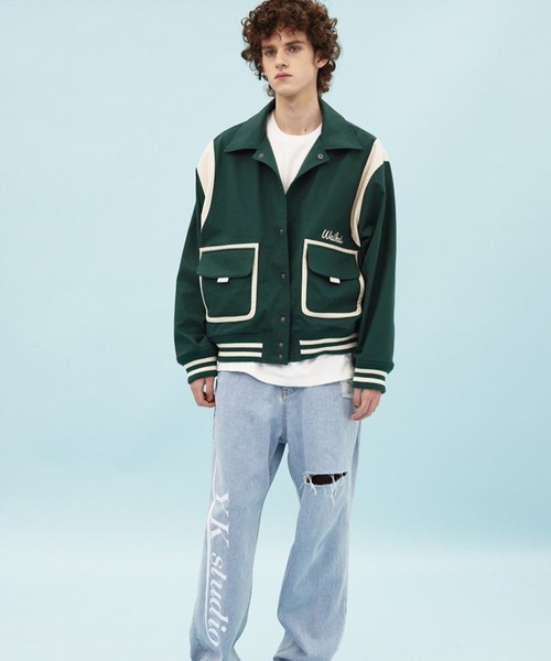 「WaiKei」 スタジャン LARGE ネイビー レディース_画像7