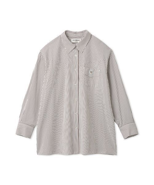 Lily Bearレターモチーフバリエシャツ＆２wayボリュームシャツスカート LILY BROWN（リリーブラウン） ブラウス シャツ Lily Bearレター