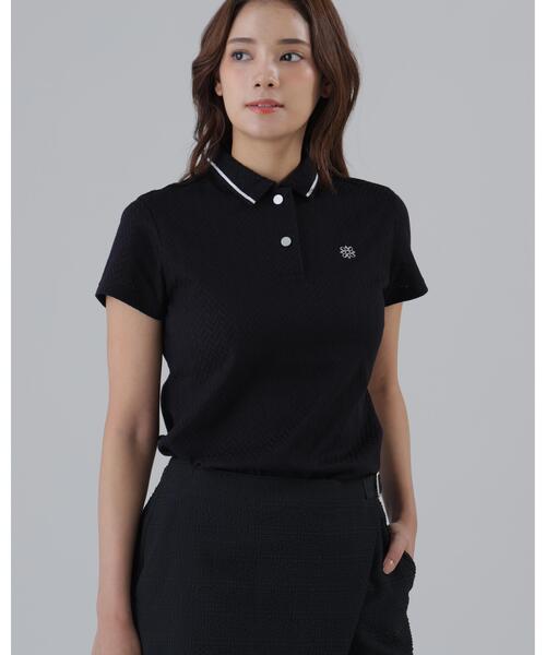 ポロシャツ ポロ 「St ANDREWS」ヘリンボーンジャガード半袖ポロシャツ (WOMENS) レディース_3