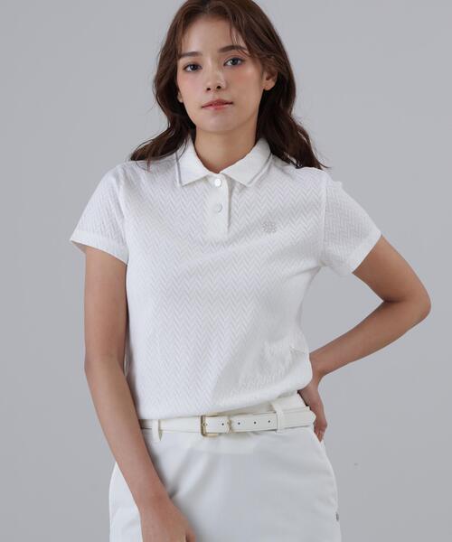 ポロシャツ ポロ 「St ANDREWS」ヘリンボーンジャガード半袖ポロシャツ (WOMENS) レディース_16