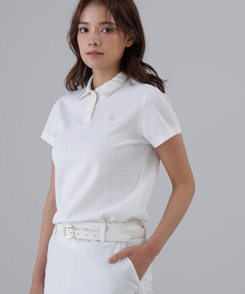 ポロシャツ ポロ 「St ANDREWS」ヘリンボーンジャガード半袖ポロシャツ (WOMENS) レディース