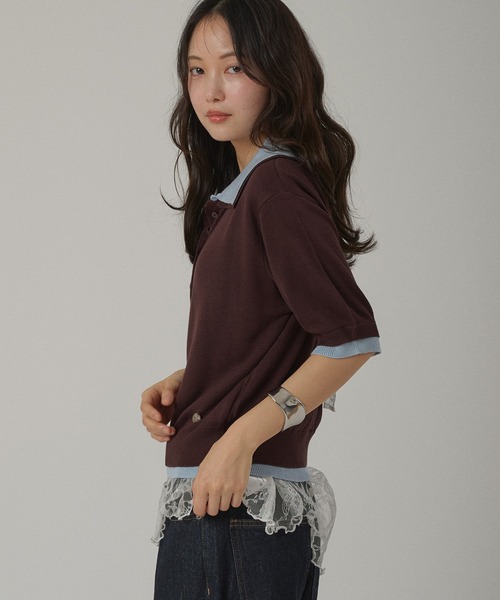 MUHET（ミュエータ） ポロシャツ ポロ layered-like polo knit top