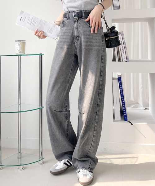  　ワイドレッグデニムパンツ Ada. ワイドパンツ ジーンズ デニム デニムパンツ バレルレッグ デニム