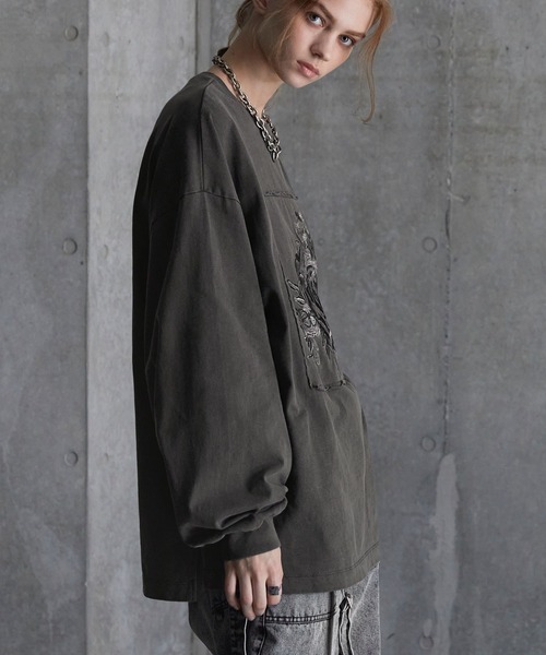 「SERACE」 長袖Tシャツ M ブラック メンズ_画像4