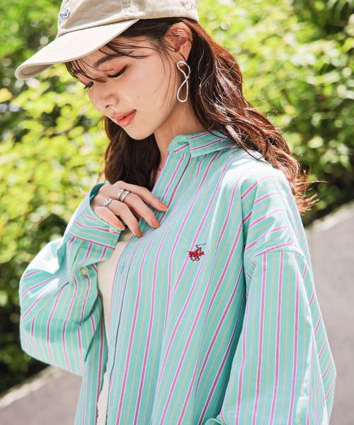 「BEVERLY HILLS POLO CLUB」 長袖シャツ FREE ホワイト レディース_画像2
