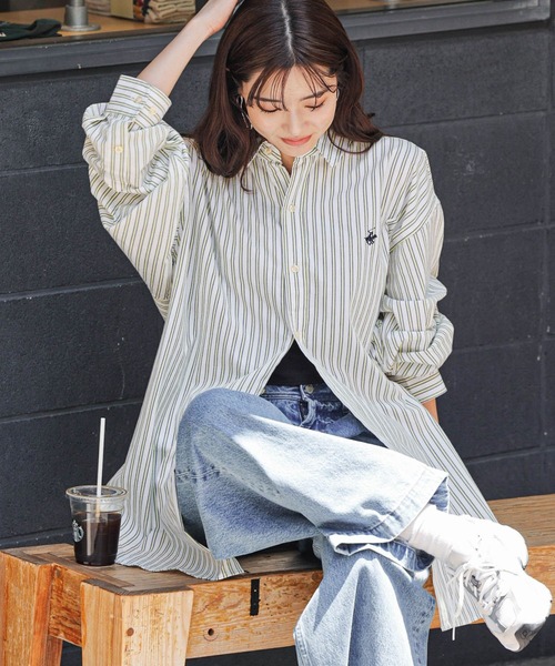 「BEVERLY HILLS POLO CLUB」 長袖シャツ FREE ホワイト レディース_画像3
