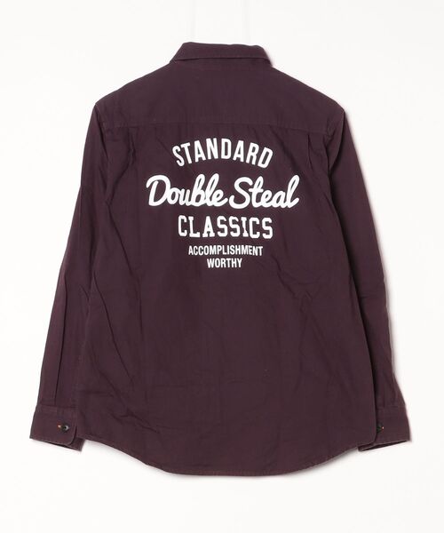 「DOUBLE STEAL」 ワンポイント長袖シャツ M パープル メンズ_画像2