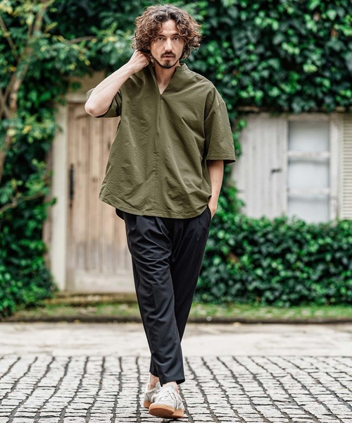 CAMBIO(カンビオ) シャツ mhs2641- スタンドスキッパープルオーバー CAMBIO(カンビオ) シャツ mhs2641- スタンドスキッパープルオーバー