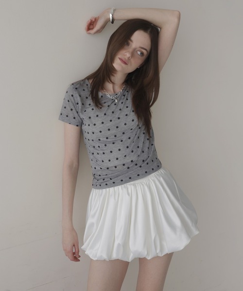 Mili affinity tシャツ ドット柄シアー半袖Tシャツ レディース